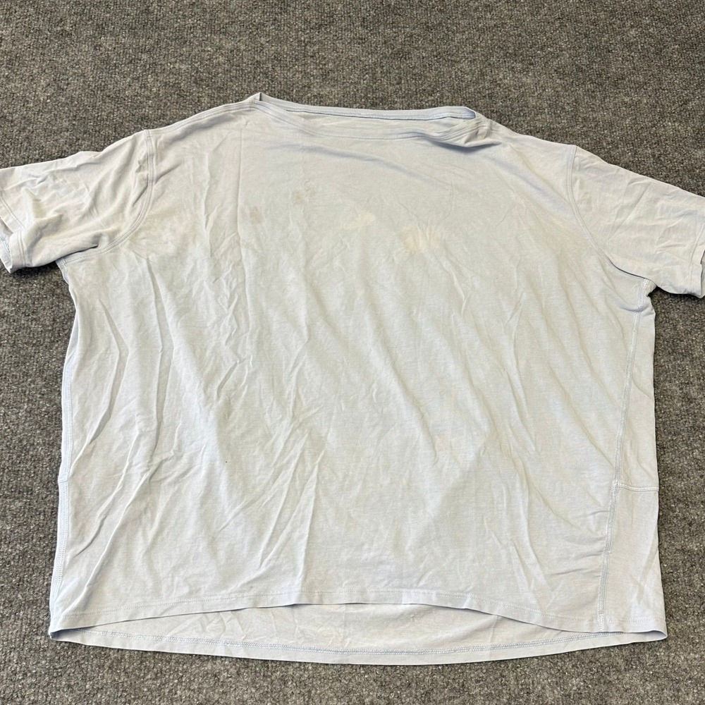 Lululemon T-Shirt Womens Size XL Light Blue Relaxed Fit Athletic Tee Stained